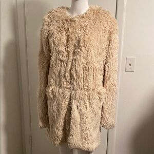Sanctuary Cozy Beige Faux Fur Jacket.  Size L
